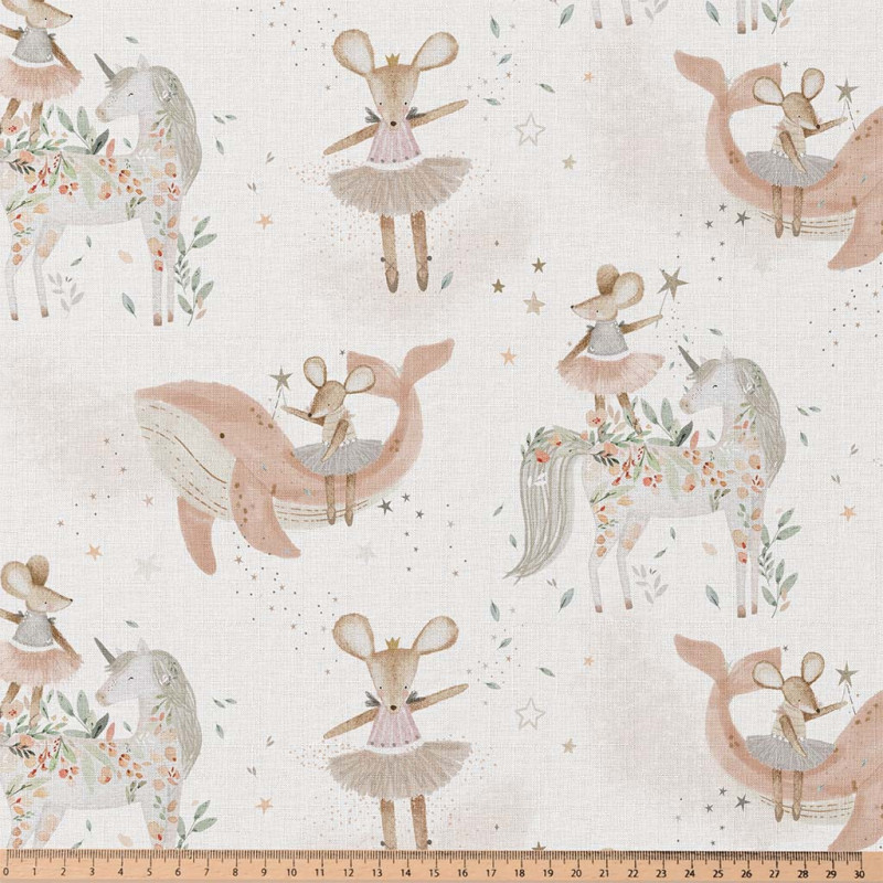 Printed Cotton MARIETTE2 White / Pink